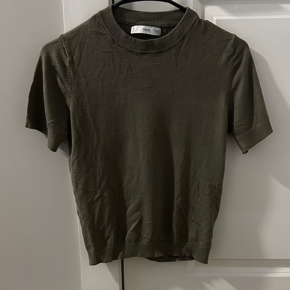 MANGO Dark Green Short Sleeve Tee